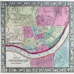  Mitchell 1862 Antique Map of Cincinnati