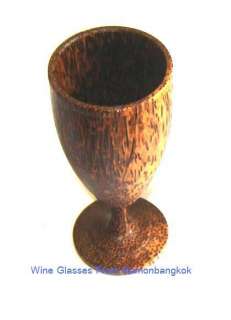 Set 4 Handmade Thai Art Wooden Wine Glass Glasses Gift  