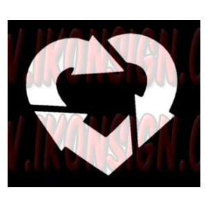 RECYCLE SYMBOL HEART Vinyl Decal Sticker 5 REFLECTIVE WHITE by Ikon 