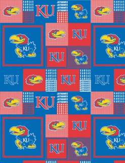 University of Kansas Jayhawks Team Print Fleece Fabric  