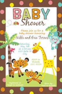 Fisher Price Rainforest Baby Shower Invitations Unisex  