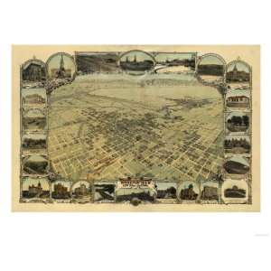  Bakersfield, California   Panoramic Map Premium Poster 