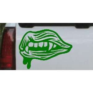 Dark Green 32in X 16.0in    Vampire Mouth Fangs Lips Car Window Wall 