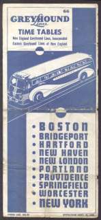 Greyhound Lines Bus Schedule Boston New York 9/25 1938  