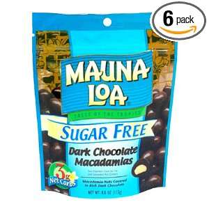 Mauna Loa Macadamias, Sugar Free Dark Chocolate, 4 Ounce Bags (Pack of 