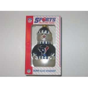  HOUSTON TEXANS 6 tall and 3 wide Blown Glass Snowman 