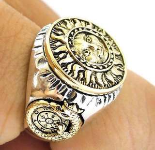 THE SUN TAROT STERLING SILVER FORTUNE LUCKY RING Sz 8  