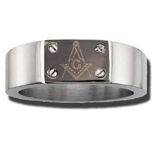  8mm Stainless Steel Masonic Blue Lodge Ring Jewelry