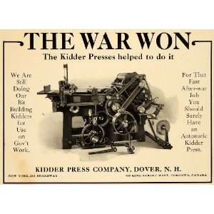  1919 Ad Kidder Press Jobs Automatic Printing War Dover 