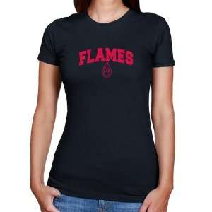  UIC Flames Ladies Navy Blue Logo Arch T shirt Sports 
