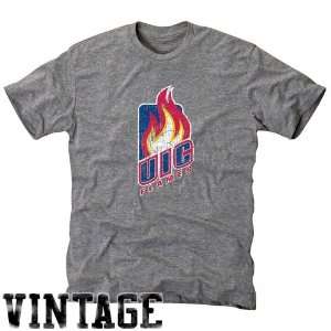  UIC Flames Ash Distressed Logo Vintage Tri Blend T shirt 