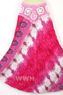 Chic Crochet Cotton Skirt Boho Hippy Hippie Gypsy Pink sk034p  