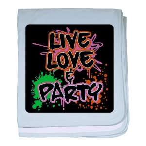  Baby Blanket Sky Blue Live Love and Party (80s Decor 