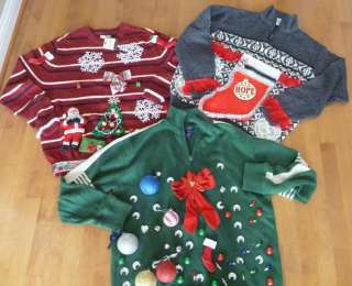 Mens Tacky Ugly CHRISTMAS Sweaters Contest Hand made Size Med Large XL 