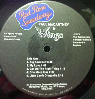 PAUL MCCARTNEY & WINGS red rose speedway LP VG+ SMAL 3409 LH Hulko 1st 