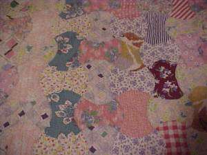 1940s QUILT, APPLECORE, BUSY PRINTS  