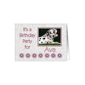   invitation for Ava   Dalmatian puppy dog pink rose Card Toys & Games