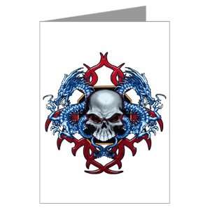  Greeting Card Skull With Dragons 