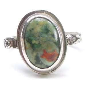   Olive Green Bezel Set, 925 Sterling Silver Band Sean Terry Jewelry