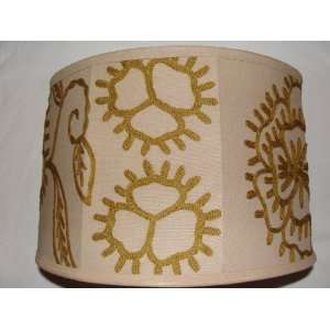  Bloom Embroidered Tapered Drum Yellow Lamp Shade MED