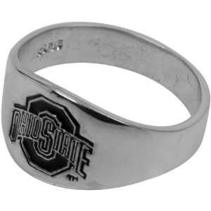 Ohio State Buckeyes OSU NCAA Sterling Silver Logo Gents Enamel Band 