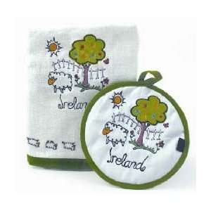  Cotton Sheep Design Kitchen Towel and Pot Stand
