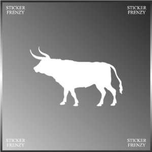 Bull Cow Ox Silhouette Decal White Animal Vinyl Decal Bumper Sticker 4 