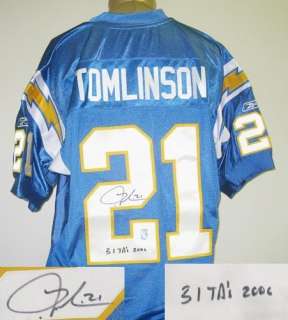 Tomlinson Autographed Auth. Chargers Jersey w/ 31 TD  