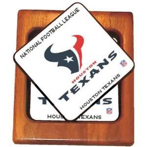 Houston Texans Full Color Coaster Set with Alder Wood Holder  