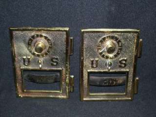 EARLY US POST OFFICE POSTAL MAIL BOX DOOR ~ PAIR  