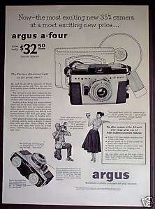 1954 Argus 35mm A Four Camera vintage print ad  