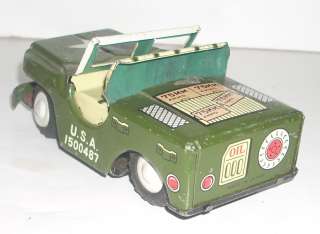 Vintage Tin Litho Friction US Army Jeep Made in Japan  
