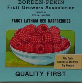 Borden Vintage Berry Crate Label Pekin, Indiana  