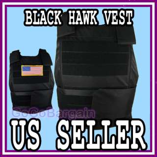   US SWAT Black Hawk Down Army Body SF Armor Plate Carrier Vest Black