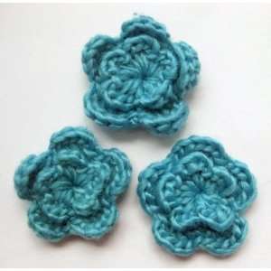  47pc Turquoise Crocheted Flowers Appliques tc1 Arts 