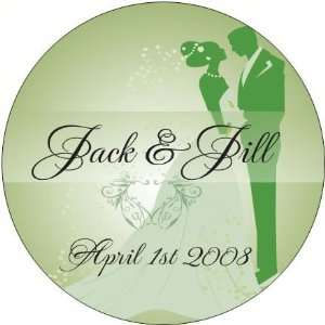Baby Keepsake Green Kissing Bride and Groom Design Personalized 