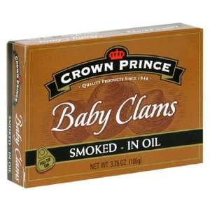 Crown Prince Smoked Baby Clams in Oil;3.75 oz Cans, 12 ct (Quantity of 