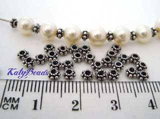   Sterling SILVER oxidized twisted wire Rope mini SPACER Beads 4mm S17