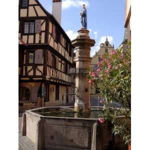 Traditional Fountain, Turckheim, Haut Rhin, Alsace, France, Europe 