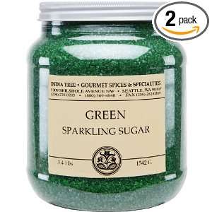 India Tree Emerald City Green Sparkling Sugar, 3.4 Pound Jars (Pack of 