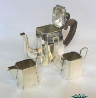 Art Deco Continental Sterling Silver 3pcs Tea For 2 Set  