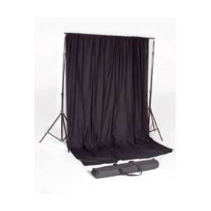   Black Solid Muslin, 10x24, with Pro Backdrop Stand 