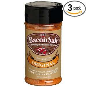 Original Bacon Salt, Low Sodium, 2 Ounce Bottle (Pack of 3 