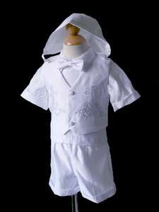   Toddler Christening Baptism Outfit, Size S, M, L, XL, 2T,3T,4T  