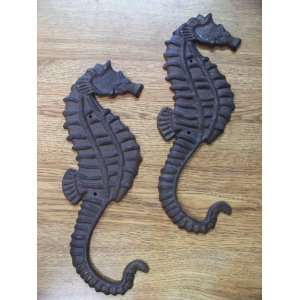 Pair Cast Iron SEAHORSES for the Wall