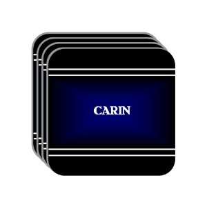 Personal Name Gift   CARIN Set of 4 Mini Mousepad Coasters (black 