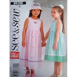  SEE & SEW BY BUTTERICK B4160 CHILDRENS/GIRLS DRESS AND HAT 