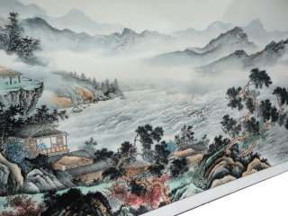 Chinese Color Ink Landscape Ocean View Scroll Painting WK2023  