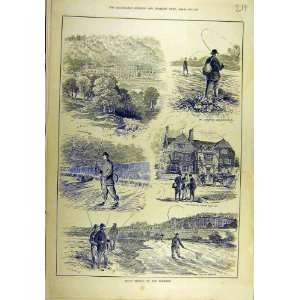 1884 Trout Fishing Derwent Water Fishermen Sport Print 