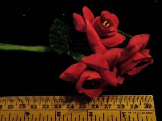 Vintage Millinery Flower Crepe 1 3/4 Open Rose Lot of3 w/ Velvet 